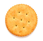 Round Cracker isolated on white with a clipping path.