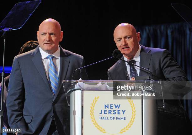 Mark Kelly and Scott Kelly attend the 2018 New Jersey Hall Of Fame Induction Ceremony at Asbury Park Convention Center on May 6, 2018 in Asbury Park,...