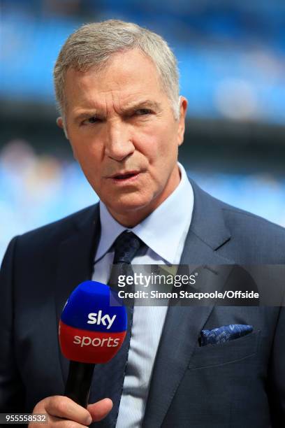 Sky Sports pitchside pundit Graeme Souness looks on during the Premier League match between Manchester City and Huddersfield Town at the Etihad...
