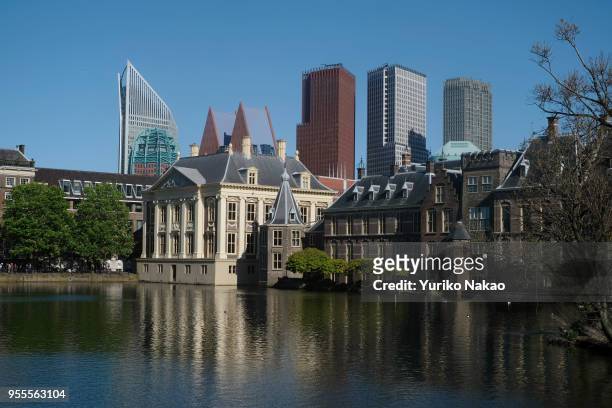 The Mauritshuis museum, Binnenhof and high-rise buildings are pictured on May 3 in The Hague, Netherlands.