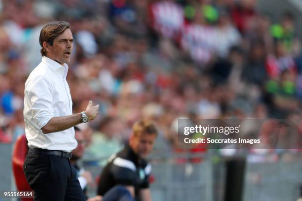 Coach Phillip Cocu of PSV during the Dutch Eredivisie match between PSV v FC Groningen at the Philips Stadium on May 6, 2018 in Eindhoven Netherlands