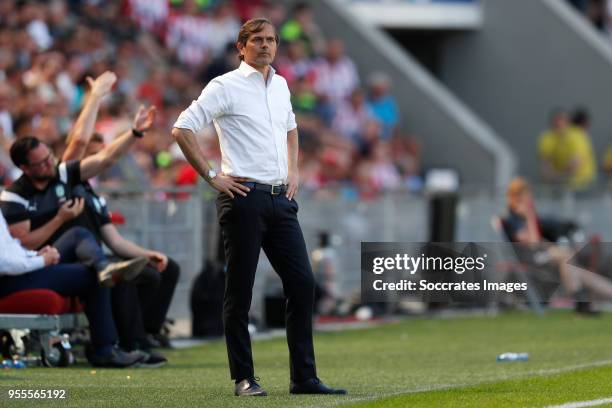 Coach Phillip Cocu of PSV during the Dutch Eredivisie match between PSV v FC Groningen at the Philips Stadium on May 6, 2018 in Eindhoven Netherlands