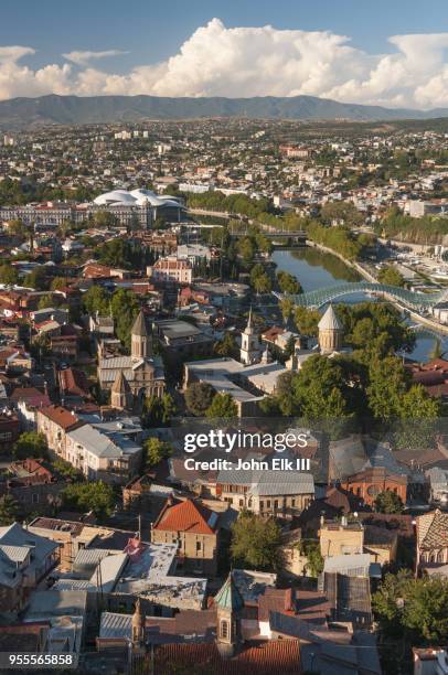 tbilisi view from above - tbilisi river kura stock pictures, royalty-free photos & images