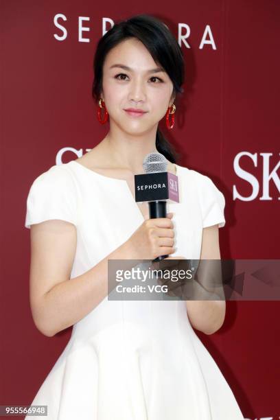 Actress Tang Wei attends SK-II promotional event on May 6, 2018 in Shanghai, China.