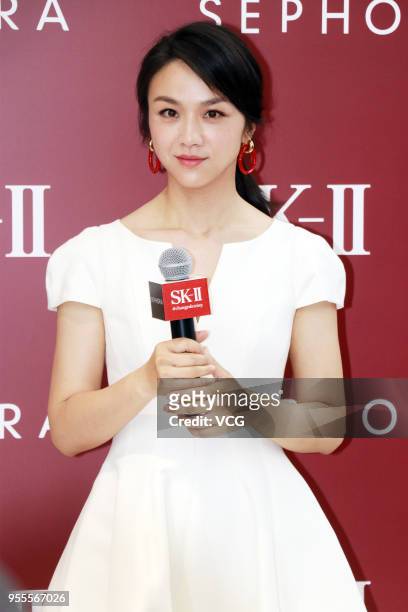 Actress Tang Wei attends SK-II promotional event on May 6, 2018 in Shanghai, China.
