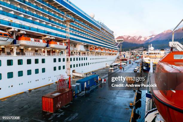 a cruise ship at the dock - ushuaia stock-fotos und bilder