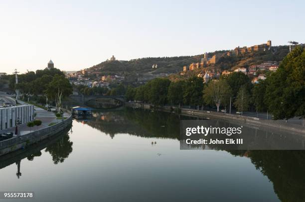 mtkvari riverlandscape - tbilisi river kura stock pictures, royalty-free photos & images