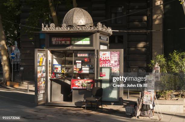 news stand in tbilisi - news stand stock pictures, royalty-free photos & images