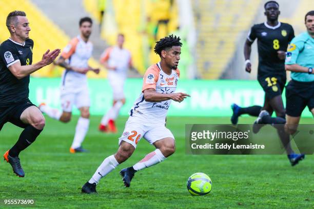 Keagan Dolly of Montpellier during the Ligue 1 match between Nantes and Montpellier Herault SC at Stade de la Beaujoire on May 6, 2018 in Nantes, .