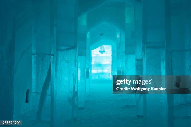 The hallways in the classic Icehotel in Jukkasjarvi near Kiruna in Swedish Lapland; northern Sweden.