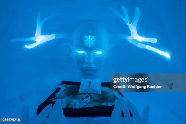 The Cold Rooms in the classic Icehotel in Jukkasjarvi near Kiruna in Swedish Lapland; northern Sweden.