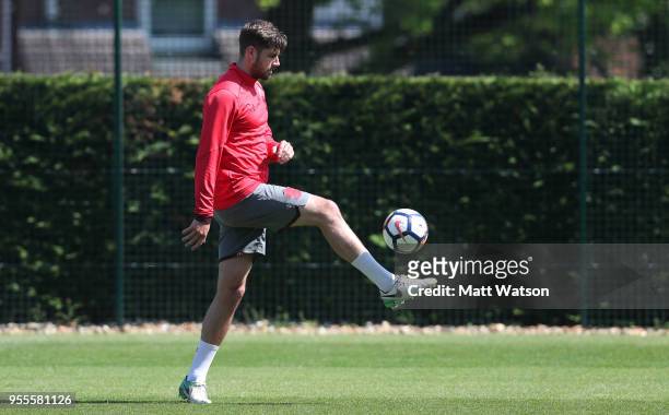 Jack Stephens during a Southampton FC training session at the Staplewood Campus on May 7, 2018 in Southampton, England.