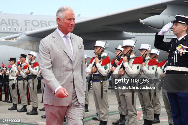 Prince Charles, Prince of Wales arrives at Nice International Airport on May 7, 2018 in Nice, France. Prince Charles, Prince of Wales and Camilla,...