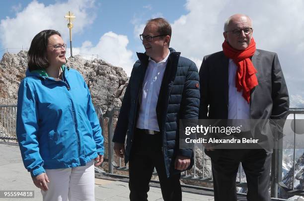 Andrea Nahles , leader of the German Social Democrats and of the SPD Bundestag faction, Volker Kauder , leader of the Bundestag faction of the German...