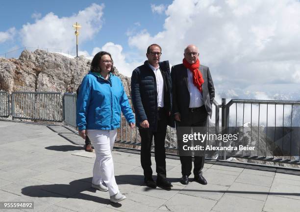 Andrea Nahles , leader of the German Social Democrats and of the SPD Bundestag faction, Volker Kauder , leader of the Bundestag faction of the German...