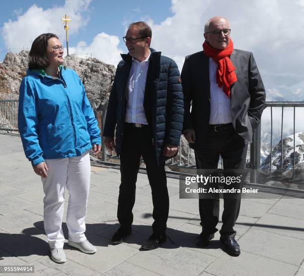 Andrea Nahles , leader of the German Social Democrats and of the SPD Bundestag faction, Volker Kauder , leader of the Bundestag faction of the German...