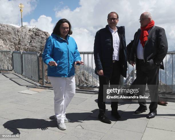 Andrea Nahles , leader of the German Social Democrats and of the SPD Bundestag faction, Volker Kauder , leader of the Bundestag faction of the German...