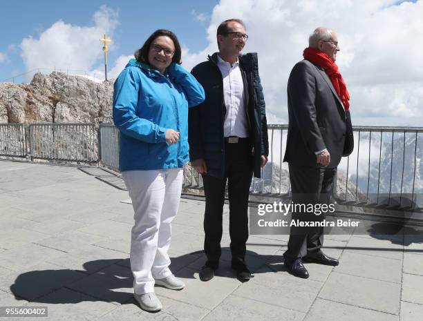 Andrea Nahles , leader of the German Social Democrats and of the SPD Bundestag faction, Volker Kauder , leader of the Bundestag faction of the German...