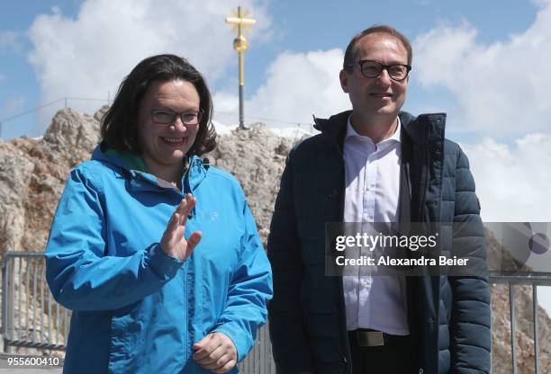 Andrea Nahles , leader of the German Social Democrats and of the SPD Bundestag faction and Alexander Dobrindt, leader of the Bundestag faction of the...