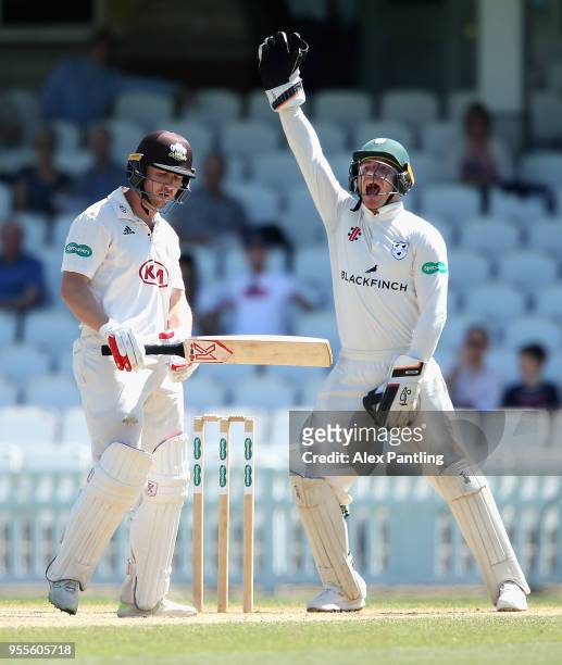 Ben Cox of Worcestershire appeals for the wicket of Mark Stoneman of Surrey during day 4 of the Specsavers County Championship division one match...