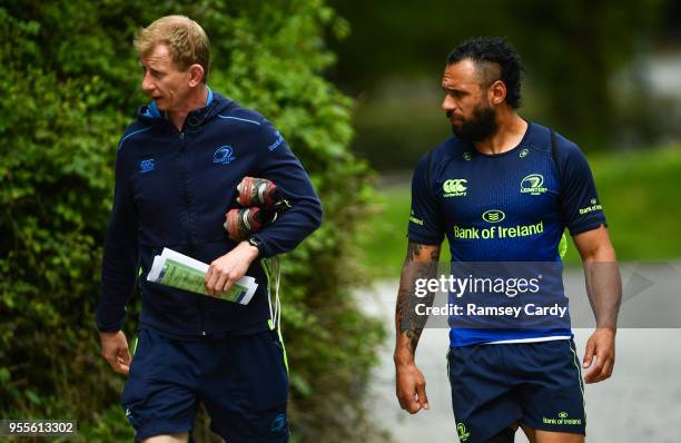 Dublin , Ireland - 7 May 2018; Head coach Leo Cullen, left, and Isa Nacewa arrive for Leinster Rugby squad training at UCD in Dublin.