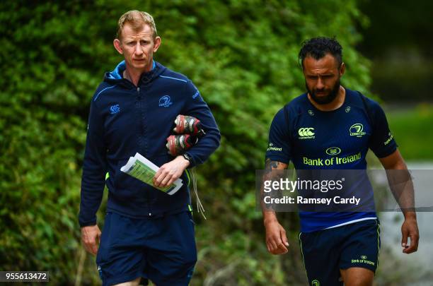 Dublin , Ireland - 7 May 2018; Head coach Leo Cullen, left, and Isa Nacewa arrive for Leinster Rugby squad training at UCD in Dublin.