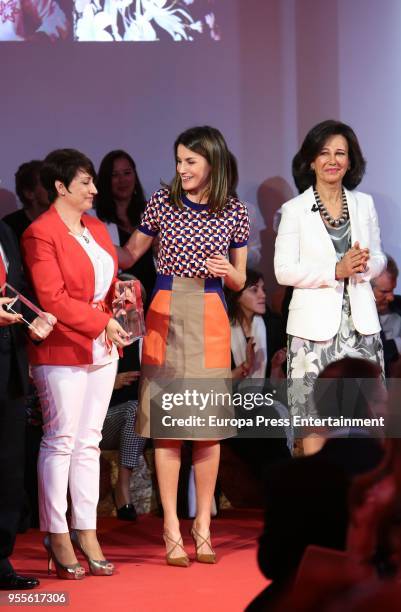 Queen Letizia of Spain and Ana Patricia Botin attend 10th 'Proyectos Sociales Banco de Santander' awards at Las Alhajas Palace on May 7, 2018 in...