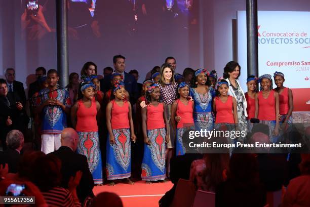 Queen Letizia of Spain and Ana Patricia Botin attend 10th 'Proyectos Sociales Banco de Santander' awards at Las Alhajas Palace on May 7, 2018 in...