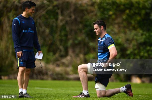 Dublin , Ireland - 7 May 2018; James Ryan and Leinster sports scientist Peter Tierney during Leinster Rugby squad training at UCD in Dublin.