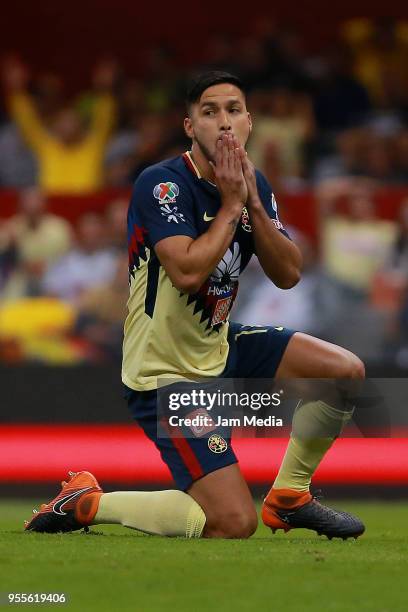 Bruno Valdez of America reacts during the quarter finals second leg match between America and Pumas UNAM as part of the Torneo Clausura 2018 Liga MX...