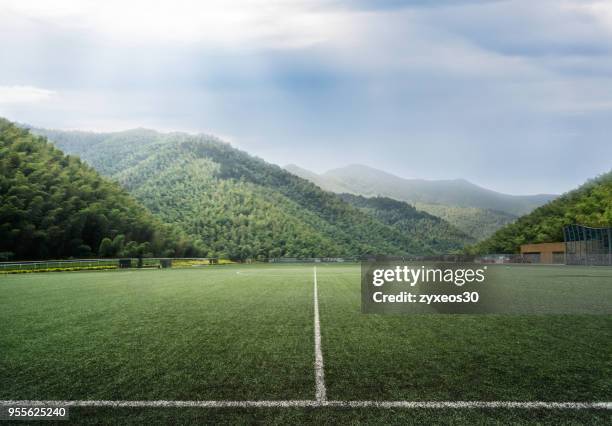 soccer stadium in the natural environment.china - east asia, - サッカー場　無人 ストックフォトと画像