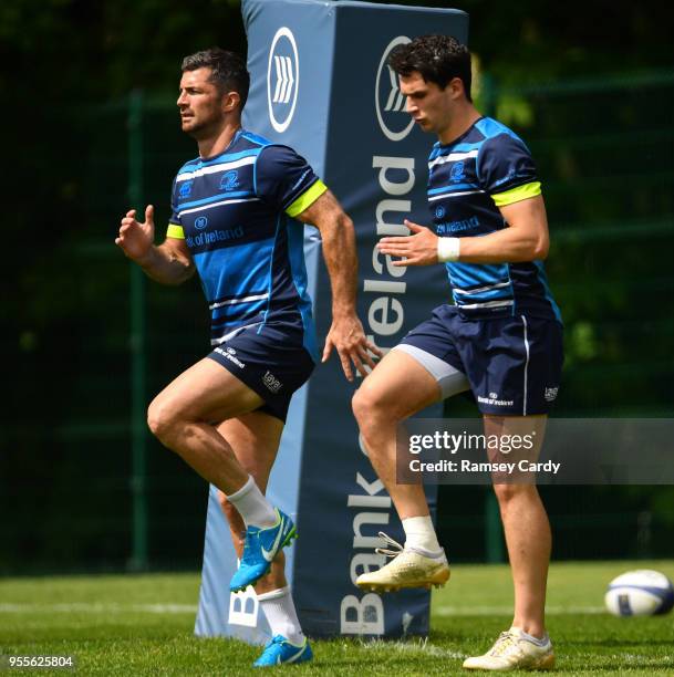 Dublin , Ireland - 7 May 2018; Joey Carbery and Rob Kearney during Leinster Rugby squad training at UCD in Dublin.