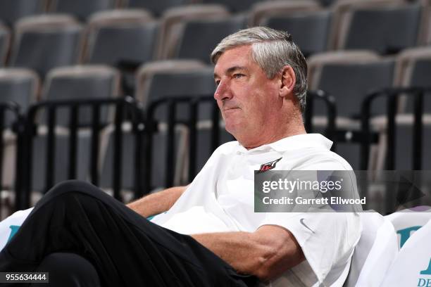 Bill Laimbeer of the Las Vegas Aces looks on before the game against the China National Team in a WNBA pre-season game on May 6, 2018 at the Mandalay...