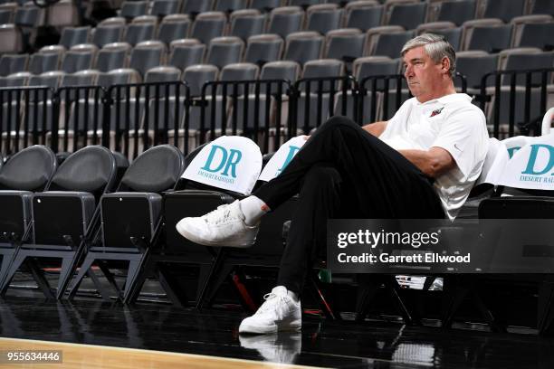 Bill Laimbeer of the Las Vegas Aces looks on before the game against the China National Team in a WNBA pre-season game on May 6, 2018 at the Mandalay...