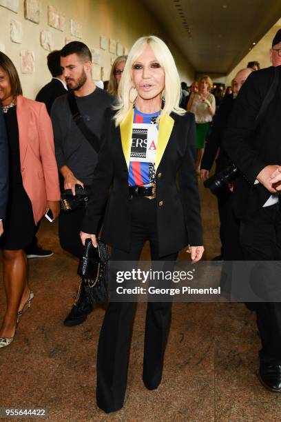 Donatella Versace attends the Heavenly Bodies: Fashion & The Catholic Imagination Costume Institute Gala Press Preview at The Metropolitan Museum of...