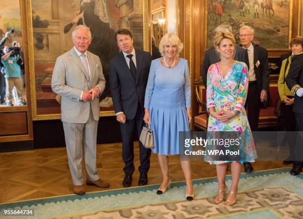 Prince Charles, Prince of Wales and Camilla, Duchess of Cornwal are greeted by Mr Christian Estrosi, Mayor of Nice and wife Laura Tenoudji at Villa...