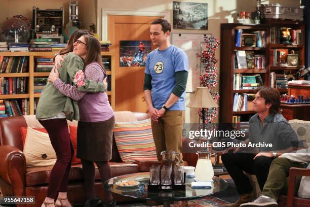 The Bow Tie Asymmetry" - Pictured: Missy , Amy Farrah Fowler , Sheldon Cooper and George . When Amy's parents and Sheldon's family arrive for the...