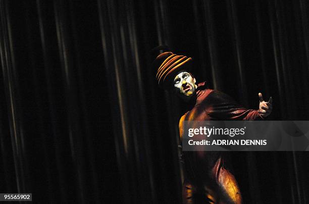 Cast member performs during the dress rehearsal of Cirque Du Soleil's Varekai show at The Royal Albert Hall on January 3, 2010 in London. The show...