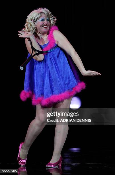 Mooky Cornish acts "Clowns Magic" during the dress rehearsal of Cirque Du Soleil's Varekai show at The Royal Albert Hall in London on January 3,...