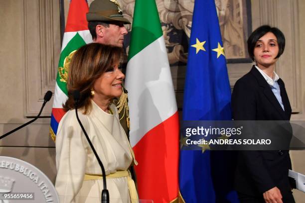 President of the Italian Senate and Forza Italia member, Maria Elisabetta Alberti Casellati , leaves after a meeting with Italian President Sergio...