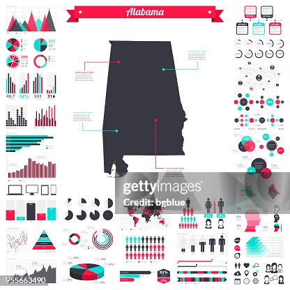 Alabama Map Creative Alabama Map With Infographic Elements Big Creative Graphic Set High-Res ...