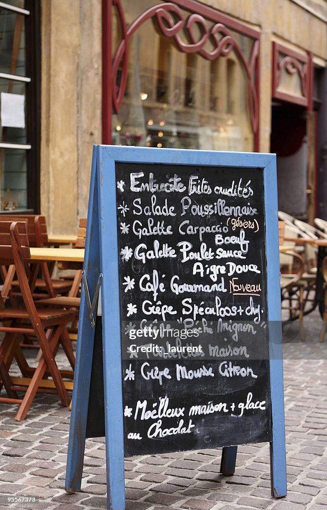 Sidewalk cafe menu