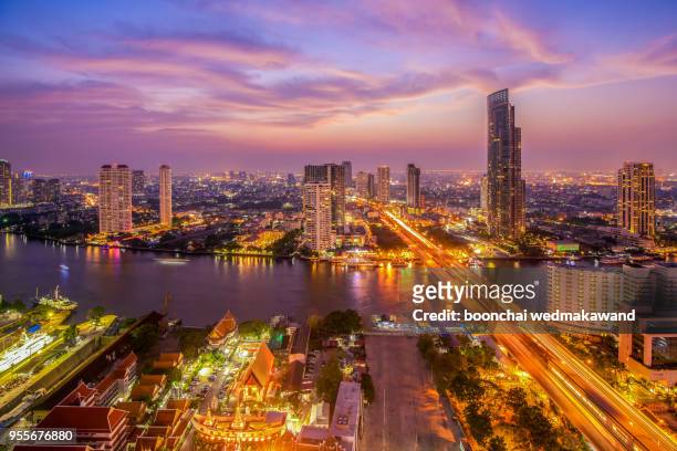 view from sathorn unique tower on last day, bangkok city - asiatique stock pictures, royalty-free photos & images
