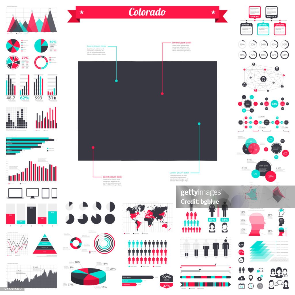 Colorado Map With Infographic Elements Big Creative Graphic Set High ...