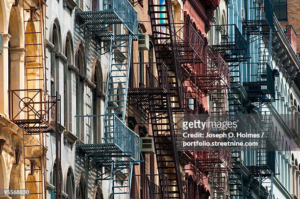 tribeca fire escapes - joseph o. holmes stock pictures, royalty-free photos & images