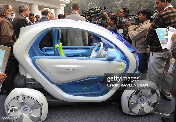 Twizy Z.E. Electric concept car is seen during its launch in New Delhi on January 4, 2010. Renault, seeking to gain a lead in the next generation of...