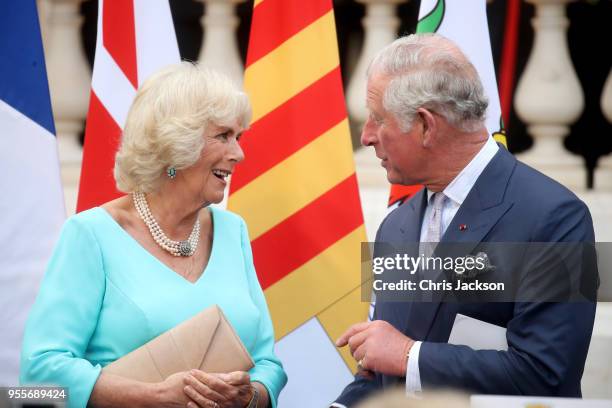 Prince Charles, Prince of Wales and Camilla, Duchess of Cornwall attend an evening reception at Villa Massena on May 7, 2018 in Nice, France. Prince...