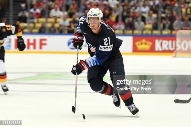 Dylan Larkin of Team USA during the game between USA and Germany on May 7, 2018 in Herning, Denmark.