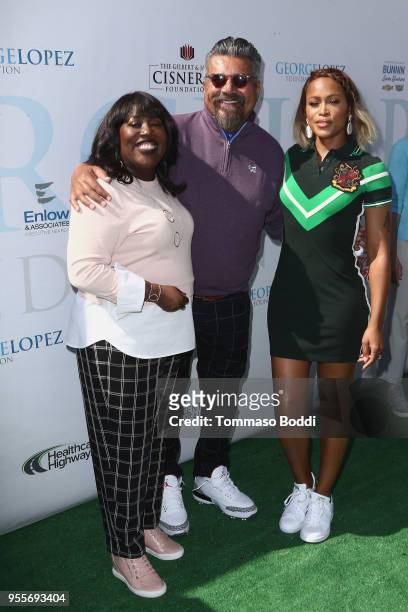 Sheryl Underwood, George Lopez and Eve attend the 11th Annual George Lopez Celebrity Golf Classic at Lakeside Country Club on May 7, 2018 in Toluca...