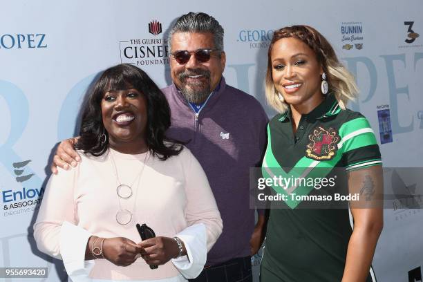 Sheryl Underwood, George Lopez and Eve attend the 11th Annual George Lopez Celebrity Golf Classic at Lakeside Country Club on May 7, 2018 in Toluca...